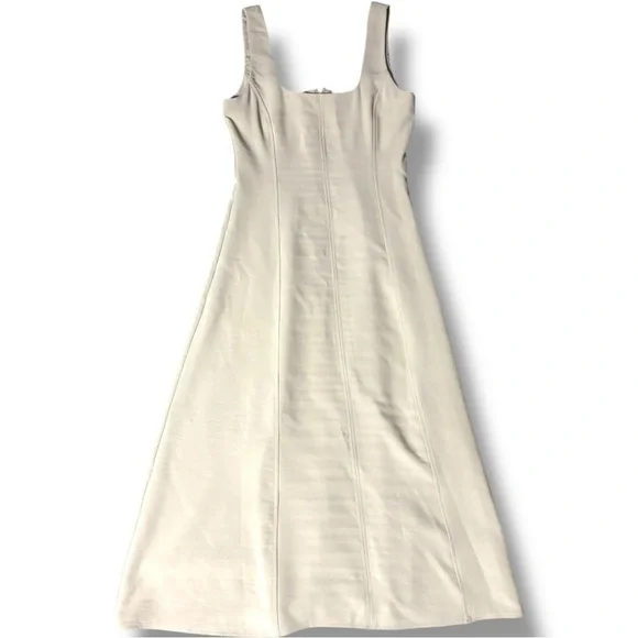 Joie Cream Sleeveless A-Line Square Neck Soft Fit & Flare Midi Dress - Picture 6 of 15